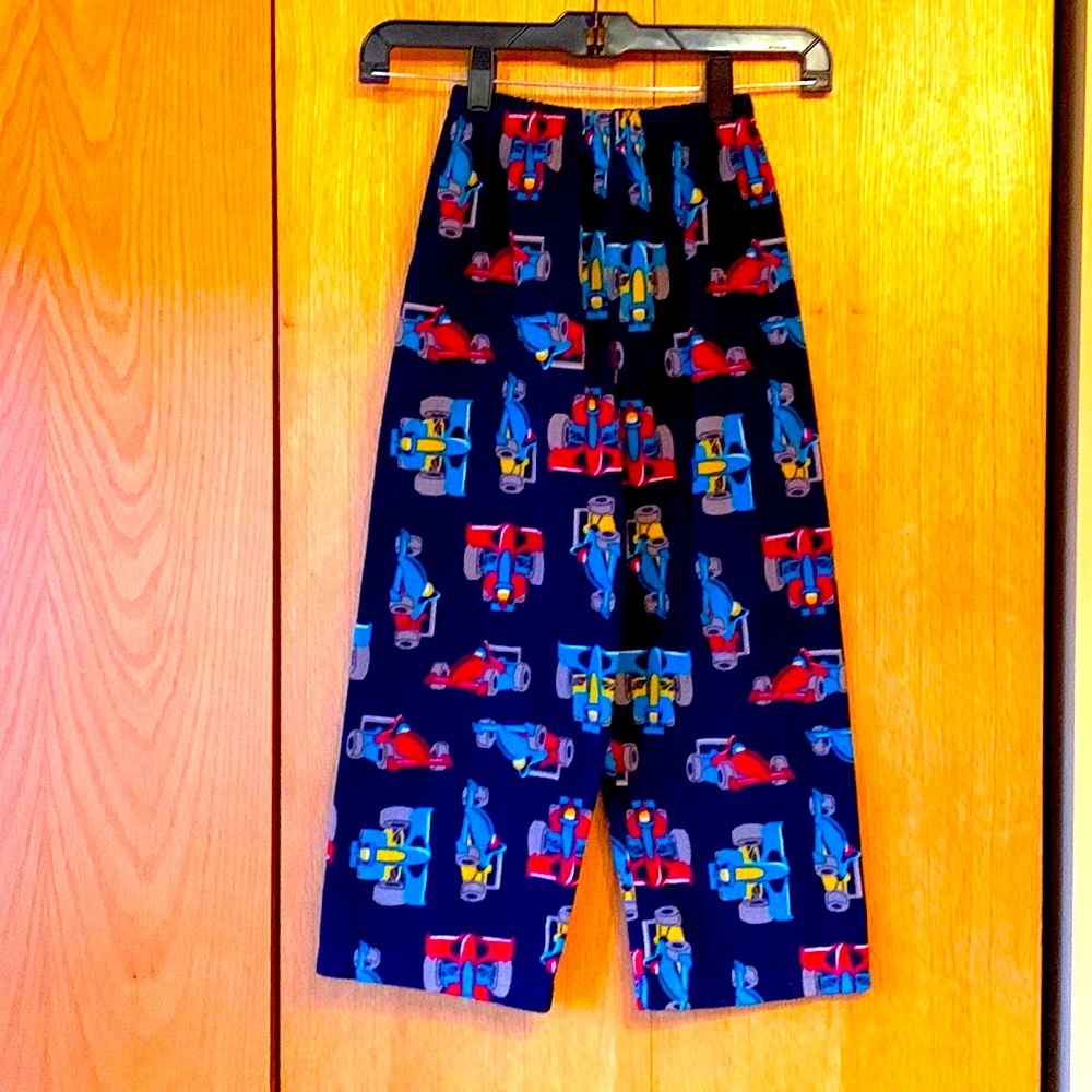 Carter’s size 7 boy’s blue red gray race car print pajama lounge pants VGUC